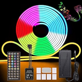 RGB Waterproof LED Flexible Neon Rope Strip Light app Music Sync Work with Alexa Assistant for party Décor 3~10m 9.8~32.8ft DC12V