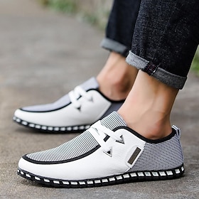 Men's Black and White Woven Slip-On Casual Shoes for Comfort and Style