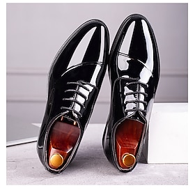 Men's Oxfords Derby Shoes Formal Shoes Dress Shoes Patent Leather Shoes Classic Daily Party  Evening PU Lace-up Black Brown Spring Fall