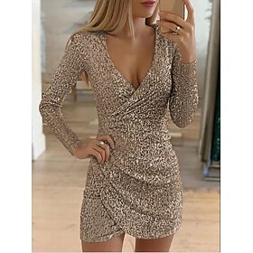 Femmes Mini Robe Robes à paillettes Robe de Soirée Robe de bal Robe de vacances Mode Mature Robe d'Hiver Soirée robe demoiselle d honneur Coupe régulière Coule