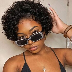 Pixie Cut Wig Human Hair Curly Human Hair Wigs Short Curly Bob Wigs For Women Human Hair Full Machine Wig Human Hair Capless Wigs