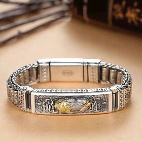 Men's Bracelet Vintage Style Letter Vintage Punk S925 Sterling Silver Bracelet Jewelry Silver For Street Gift