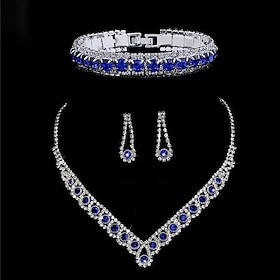 Bridal Jewelry Sets Three-piece Suit Rhinestone 1 Necklace 1 Bracelet Earrings Women's Natural Fashion European Cute Cool Vintage Style Precious Geometric Jewe