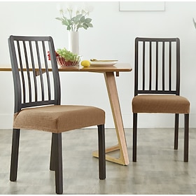 Seat Covers for Dining Room Chairs with Ties Burgundy Stretch Jacquard Chair Covers Removable Washable Kitchen Chair Seat Cushion Slipcovers Protector