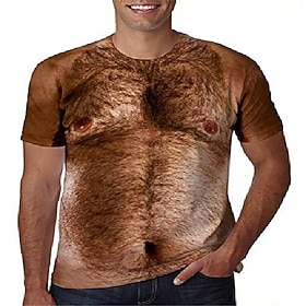 Men's Graphic Orangutan T Shirt Tee Hary Belly Short Sleeve T shirt 3D Print Round Neck Shirt Funny Vacation Daily Camel Summer Clothing Apparel Plus Size S M