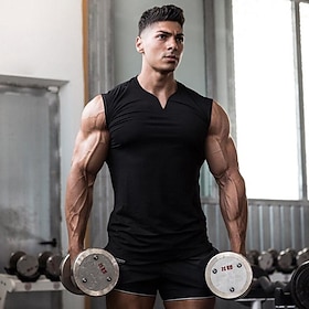 Men's Tank Top Vest Top Undershirt Sleeveless Shirt Plain V Neck Casual Holiday Sleeveless Clothing Apparel Sports Fashion Lightweight Muscle