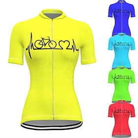 21Grams Racing Cycle Heartbeat Women's Cycling Jersey Summer Spandex Polyester Yellow Bike Tee Tshirt Jersey Top Mountain Bike MTB Road Bik