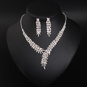 Bridal Jewelry Sets 1 set Crystal Rhinestone Alloy 1 Necklace Earrings Women's Statement Colorful Cute Fancy Flower irregular Jewelry Set For Party Wedding dre