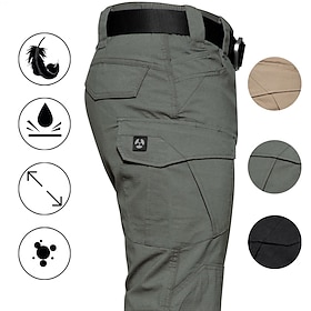 Men's Hunting Pants Tactical Pants Waterproof Ripstop Windproof Multi-Pockets Spring Summer Winter Cotton Bottoms for Hunting Hiking Camping Green Black khaki
