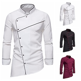heren smoking shirts overhemd effen gekleurde staande kraag party casual tops met lange mouwen retro wijn wit zwart/zomer shirts/bruiloft
