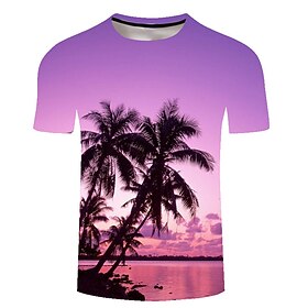 Summer Mens Graphic Shirt Tee Coconut Tree Palm Leaf Sea Crew Neck B D 3D Print Casual Holiday Short Sleeve Clothing Apparel Tropical Hawaiian Slim Island Whit