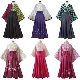 Kochou Shinobu Kamado Tanjirou Anime Outfits Japanese Traditional Kimono Cosplay Suits Costume For Men's Women's Adults'