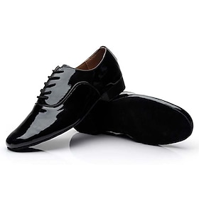 Men's Ballroom Dance Shoes Modern Shoes Salsa Shoes Line Dance Heel Lace-up Low Heel Lace-up Black White