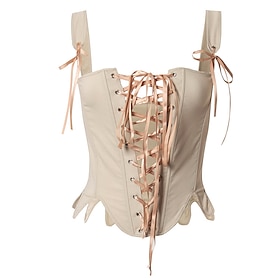 Corset Women's Corset Tops Simple Style Overbust Corset Backless Tummy Control Pure Color Lace Up Prom Party  Evening Club Spring Summer Army Green Khaki Home