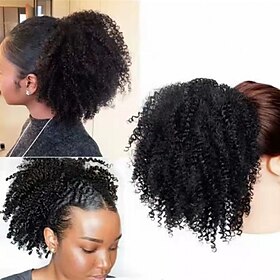 Afro Bouclés De Cheveux Humains Cordon Queue De Cheval Pour Les Femmes Noires 8a Brésilienne Vierge Crépus Bouclés Clip En Queue De Cheval