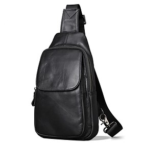 Men's Black Leather Crossbody Sling Bag with Multiple Compartments  Stylish and Functional Shoulder Bag for Travel and Daily Use