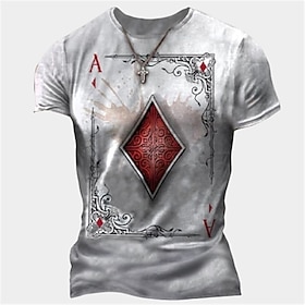 Men's Unisex Graphic Prints Poker T Shirt Short Sleeve T shirt 3D Print Crew Neck Shirt Sports Fashion Designer Outdoor Street Daily Black White Yellow Summer