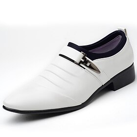 Men's Loafers  Slip-Ons Monk Shoes Plus Size Leather Loafers Walking Business Daily Office  Career PU Breathable Non-slipping Wear Proof Loafer Black White Bro
