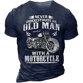 Heren Korte Mouw Graphic T-Shirt Onderschat Nooit Een Oude Man Met Een Motorfiets Biker Lifestyle.