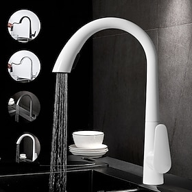Kitchen Faucet With Pull-out Spray 360° Rotated Single Handle One Hole Minimalist Modern Contemporary Kitchen Taps