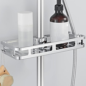 badkamer lade stand opbergrek anti bacteriën organisator rechthoek hefstang geen boren douche plank tillen verwijderbare praktische badkamer paal douche opberg