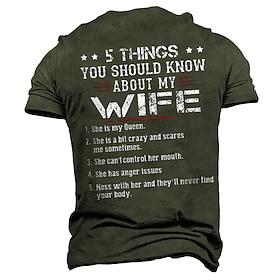 Men's Funny 5 Things You Should Know About My Wife Graphic T-Shirt - Husband Relationship Humor