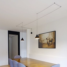 Lampada a sospensione a cono con luci a stringa design conico lampada a sospensione geometrica per comodino lampade a sospensione moderne vintage da appendere