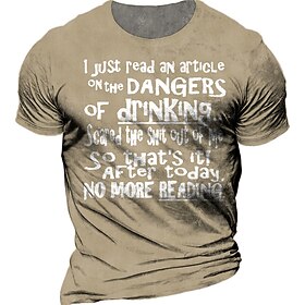 Men's Unisex T shirt Tee Slogan T Shirts Letter Graphic Prints Crew Neck Navy Blue Khaki Gray 3D Print Outdoor Street Short Sleeve Print Clothing Apparel Sport