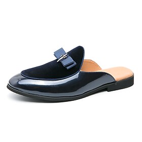 Men's Clogs  Mules Half Shoes Comfort Shoes Casual British Daily Party  Evening PU Loafer Black Blue Summer Spring