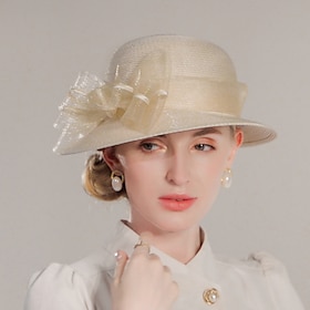 Elegant Lady Hats With Flower / Pure Color / Lace Side 1PC Casual / Tea Party / Melbourne Cup Headpiece