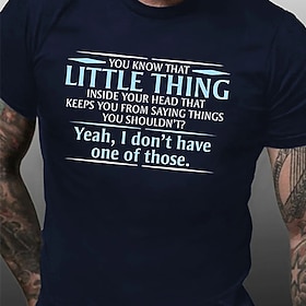 Men's Funny No Filter T-Shirt - Little Thing In Head Sarcastic Graphic Tee, Short Sleeve Lifestyle Humor