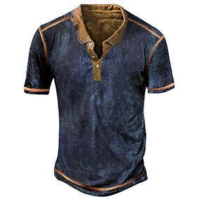 Men's Polo Shirt Golf Shirt Street Daily Turndown Short Sleeve Fashion Casual Solid Color 3D Button-Down Spring Summer Regular Fit Royal Blue Green Khaki Gray