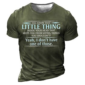 Men's T shirt Tee Graphic Tee Funny T Shirts Slogan T Shirts Letter Graphic Prints Crew Neck Black Army Green Navy Blue Gray 3D Print Outdoor Street Short Slee