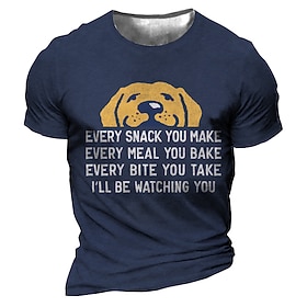 Mens Graphic Shirt Unisex Tee Dog Letter Crew Neck Green Blue Brown Gray Black 3D Print Outdoor Street Short Sleeve Clothing Apparel Sports Birthday Cotton