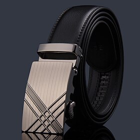Men's Faux Leather Belt Ratchet Belt Black Gold Faux Leather Fashion Business Formal Party Work Daily