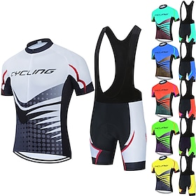 21Grams Men's Cycling Jersey Set Short Sleeve Cycling Jersey With Bib Shorts 3 Rear Pockets Reflective Strips 3D Padded Shorts Polka Dot Po