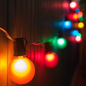 G40 Globe Patio String Lights Outdoor 7.62m/25FT with 25 Transparent Multicolor G40 Bulbs Hanging Indoor Outdoor String Lights for Backyard Bistro Market Gard