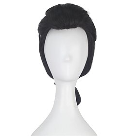Gaston Cosplay Wig for Men Beauty and the Beast Gaston Colonial Men Long Hair Wigs Black Wavy with Ponytail Heat Resistant Synthetic Wig During the Halloween W