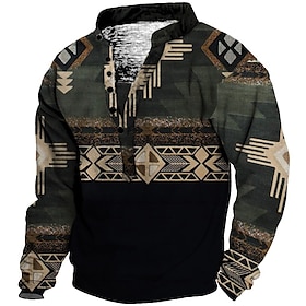 Hombre Unisexo Sudadera Pull-over Negro Azul Piscina Negro Blanco Cuello Mao Estilo Bohemio Estampados Estampado Casual Diario Deportes Imp