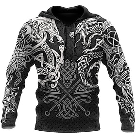 Halloween Dragon Hoodie Mens Graphic Pullover Sweatshirt Green Purple Yellow Black Hooded Print Daily Sports Streetwear 3D Casual Big And T