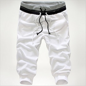 Men's Athletic Shorts Sweatpants Capri Pants Drawstring Color Block Comfort Breathable Casual Daily Streetwear Sports Fashion Black White Micro-elastic