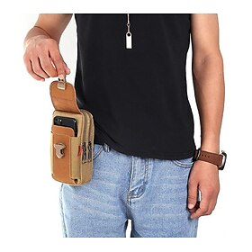 Men's Multi-Purpose Canvas Waist Bag - Outdoor Waterproof Phone Pouch for Travel, Hiking, and Everyday Use