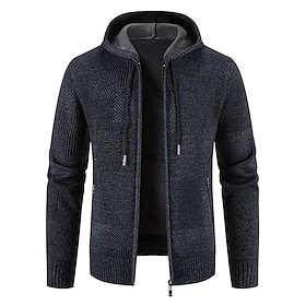 Men's Sweater Pullover Sweater Sweater Hoodie Zip Sweater Sweater Jacket Waffle Knit Cropped Knitted Solid Color Crew Neck Basic Stylish Outdoor Daily Clothing