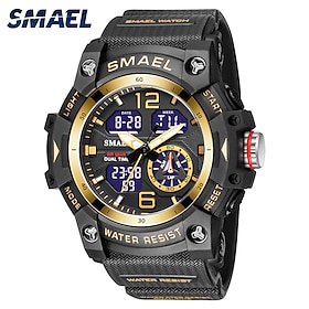SMAEL Men's Analog Sports Watch Military Watch Outdoor LED Stopwatch Digital Electronic Large Dual Display Waterproof Tactical Army Wrist W
