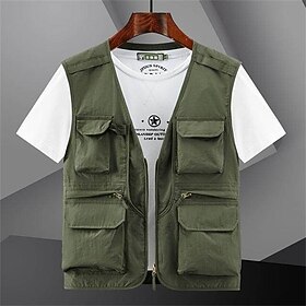 Per uomo Gilet da pesca Gilet / gilet da escursionismo Superiore Esterno Traspirante Leggero Multi Pocket Comodo Nero Blu Grigio Pesca Scalate Campegg