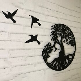 Metal Tree of Life Wall Art Decor, Large Tree of Life and Birds of Peace Wall Plaque Decorative Garden Art Hanging Sculpture