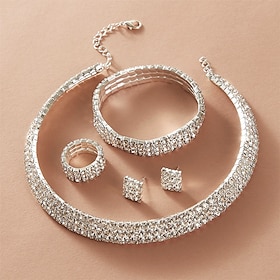 Bridal Jewelry Sets 5 sets Stainless Steel Rings 1 Necklace 1 Bracelet Earrings Women's Personalized Stylish Artistic Classic Precious Geometric Jewelry Set Fo