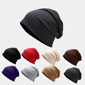 Men's All Beanie Hat Black As Picture Knitted Solid / Plain Color Casual-image