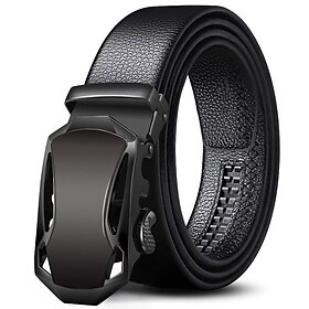 Men's Faux Leather Belt Dress Belt Ratchet Belt Casual Belt Faux Leather Fashion Business Formal BOX Buckle Black Navy Blue Party Work Daily Box Buckle