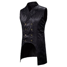 Men's Casual Jacket Vest Gilet Wedding Street Daily Holiday Streetwear Casual Winter Pocket Retro Polyester Windproof Warm Solid Color Single Breasted Turndown
